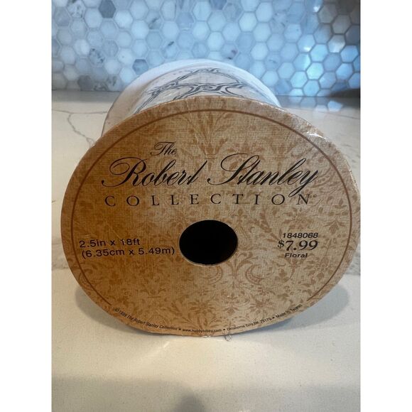 Ivory and Black Trellis 2.5" Wired Edge Ribbon 18 Feet New Set of 3 - Picture 4 of 4